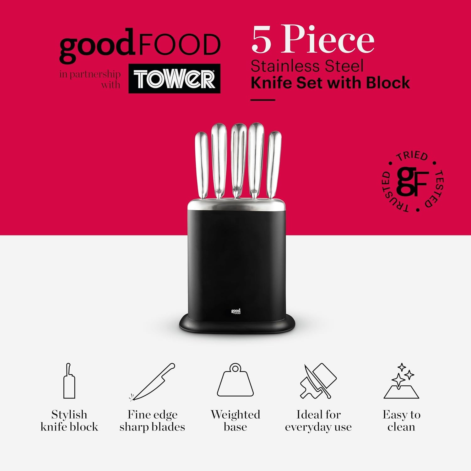 good food in partnership with tower 5pc knife set good food in partnership with tower 5pc knife set