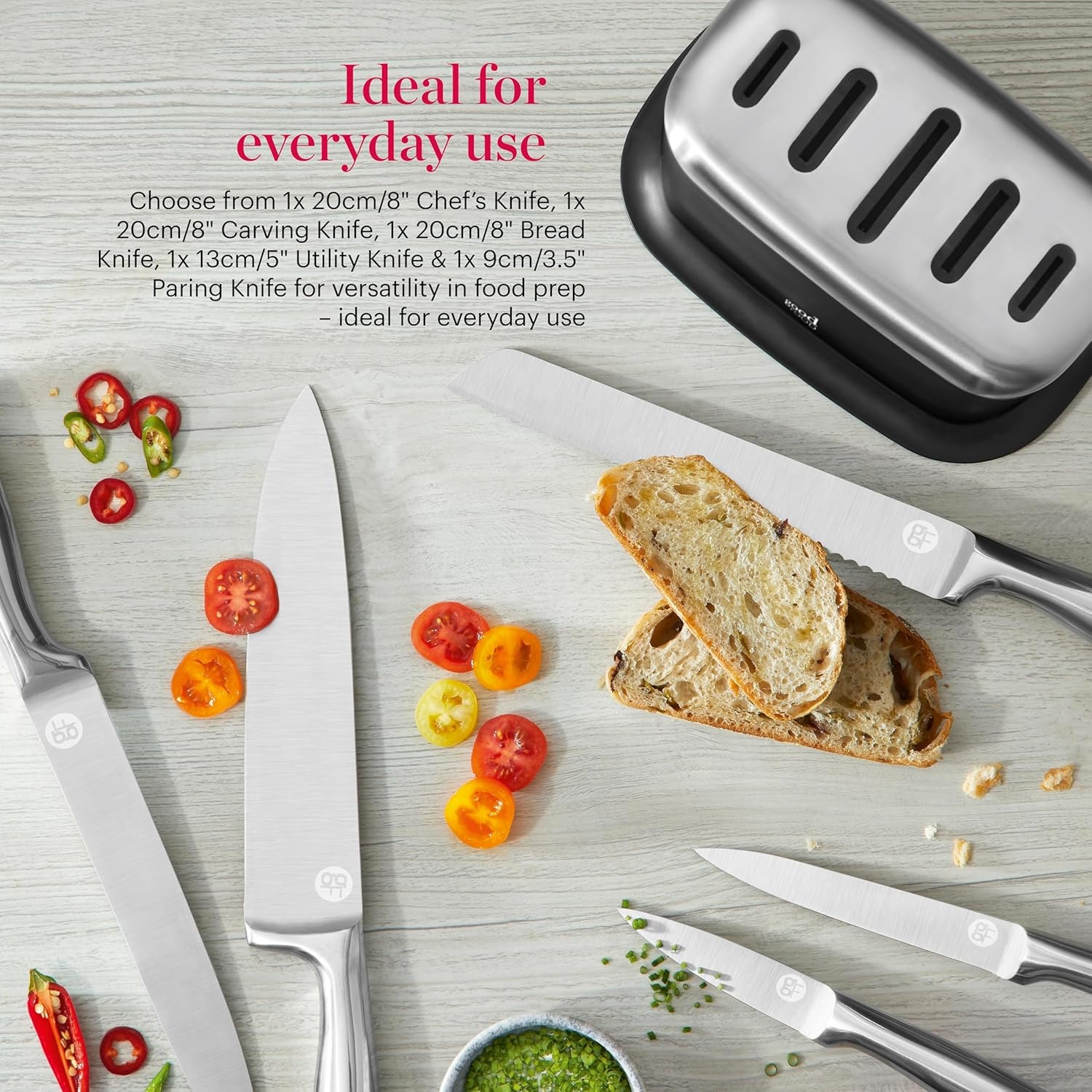 good food in partnership with tower 5pc knife set good food in partnership with tower 5pc knife set