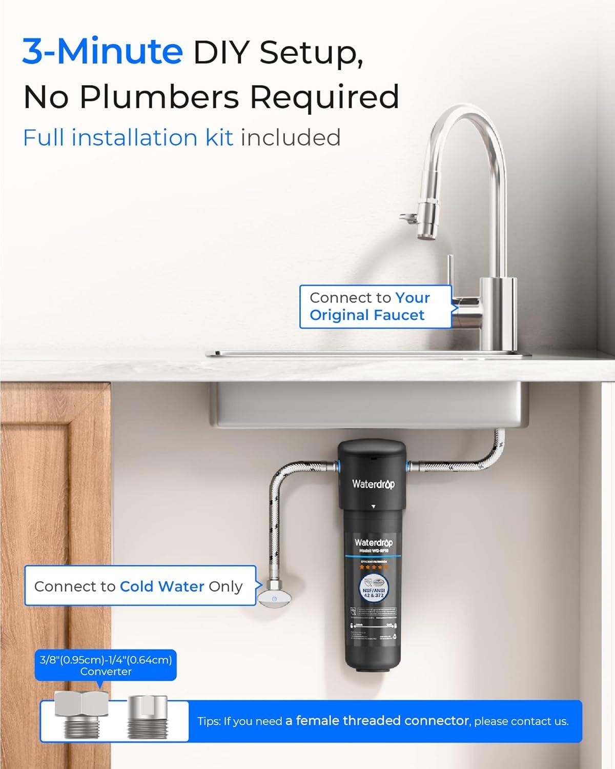 waterdrop 10ua under sink water filter, 11000 gallons high capacity water filter system waterdrop 10ua under sink water filter, 11000 gallons high capacity water filter system