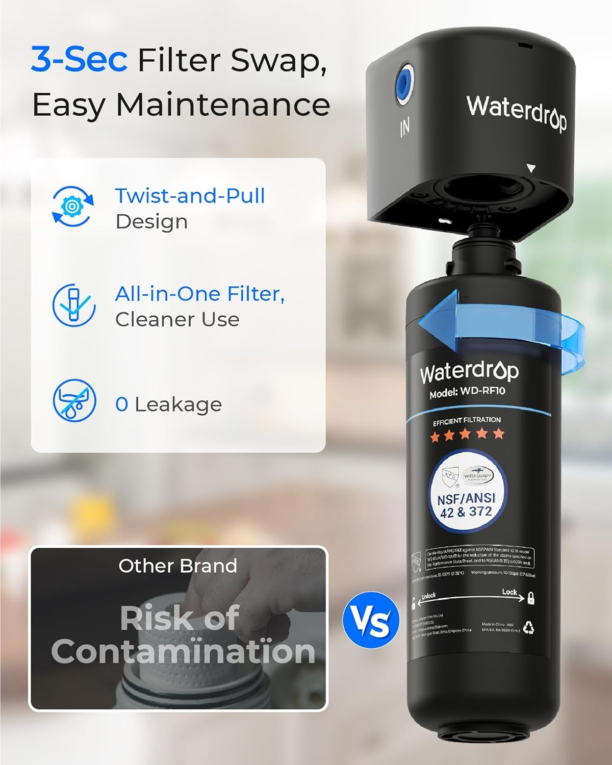 waterdrop 10ua under sink water filter, 11000 gallons high capacity water filter system waterdrop 10ua under sink water filter, 11000 gallons high capacity water filter system