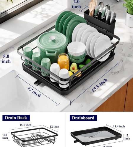 About kitsure dish drainer rack space saving dish drainer, dish racks for kitchen counter